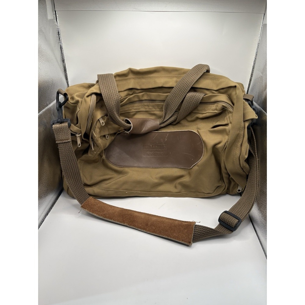 Vintage Eddie Bauer Brown 21" Bronco Duffel Bag Soft Case Adjustable Straps Men